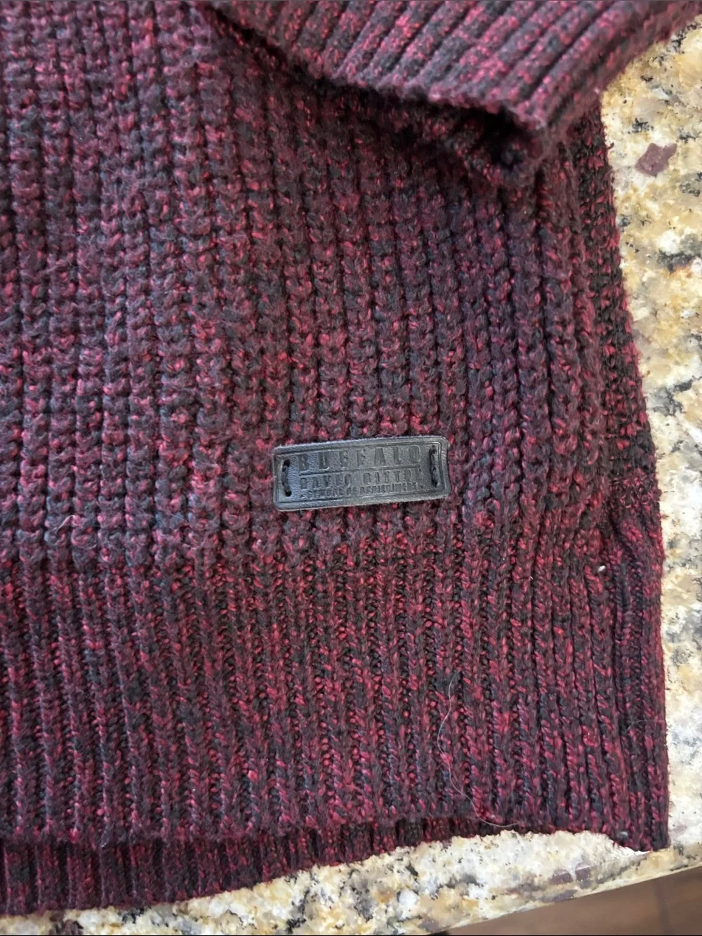 Buffalo David Bitton Men's Marled Burgundy Half-Zip Sweater